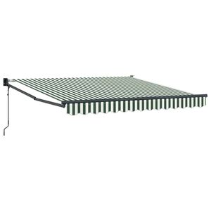 vidaXL Uitschuifbare luifel Groen en Wit 350 x 250 cm