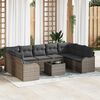 vidaXL Tuin Sofa Set met kussen 10 pcs Grijs Poly riet