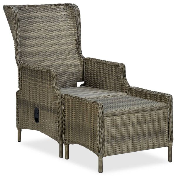 vidaXL 3-delige Loungeset met kussens poly rattan bruin