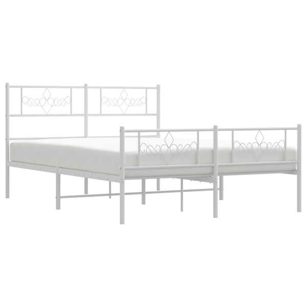 vidaXL Bedframe met hoofd- en voeteneinde metaal wit 140x200 cm