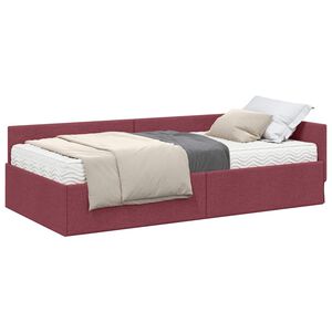 vidaXL Hoekbedframe met Matras Anders met hoofdeinde 2 pcs Grijs Stof