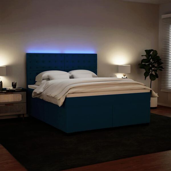 vidaXL Boxspring met matras fluweel blauw 180x200 cm