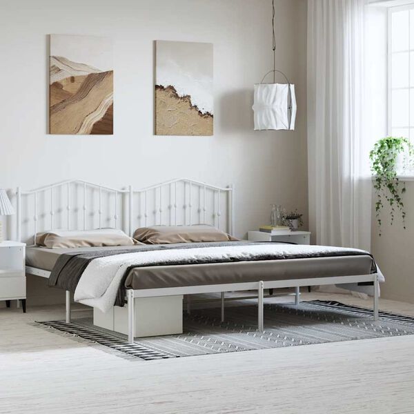 vidaXL Bedframe met hoofdbord metaal wit 193x203 cm