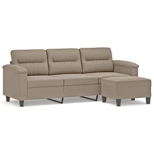 vidaXL Driezitsbank met voetenbank 180 cm microvezelstof taupe