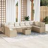 vidaXL Tuin Sofa Set met opslag 11 pcs Beige en Wit poly rattan