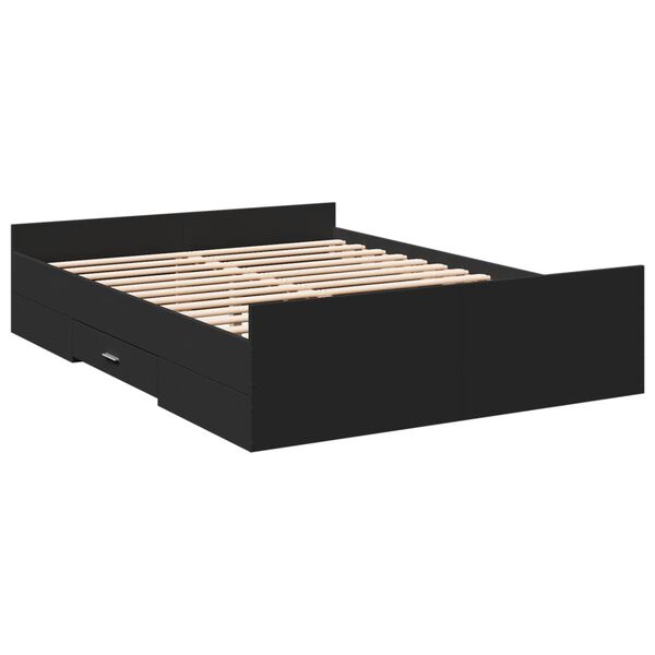vidaXL Bedframe met lades bewerkt hout zwart 140x190 cm