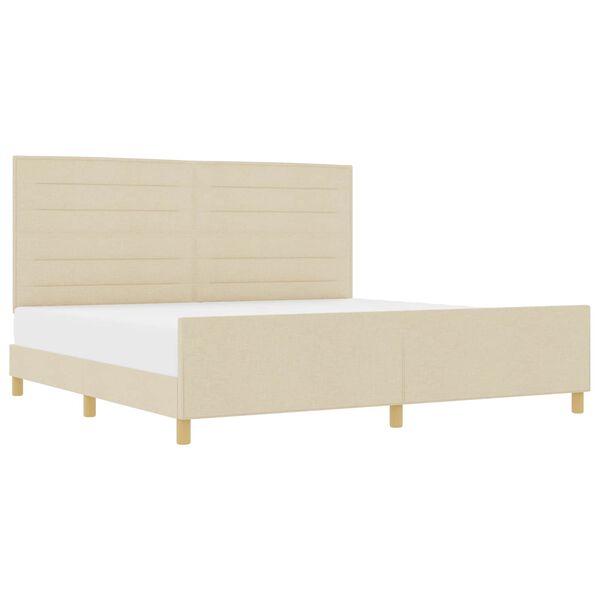 vidaXL Bedframe met hoofdeinde Cr&egrave;me 200 x 200 cm Stof