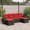 vidaXL 6-delige Loungeset met kussens poly rattan bruin