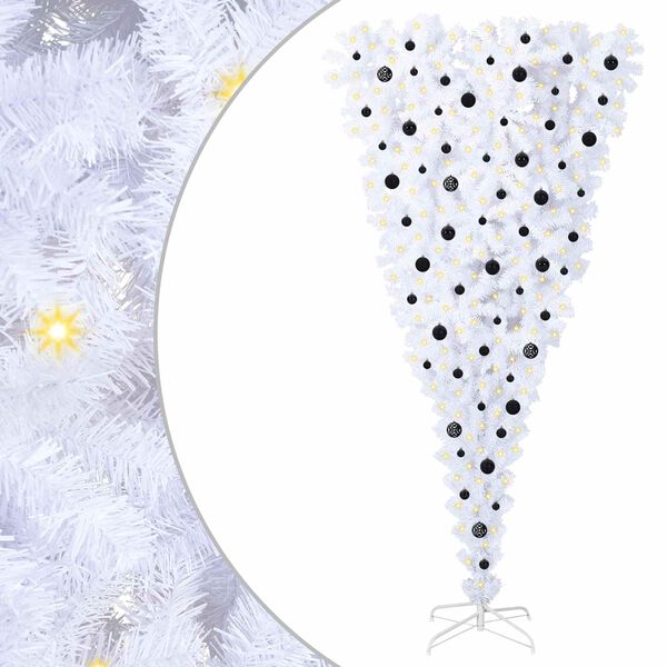 vidaXL Kunstkerstboom met 300 LED Wit 240 cm PVC en Staal