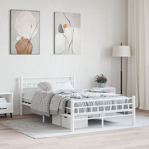 vidaXL Bedframe metaal wit 140x200 cm