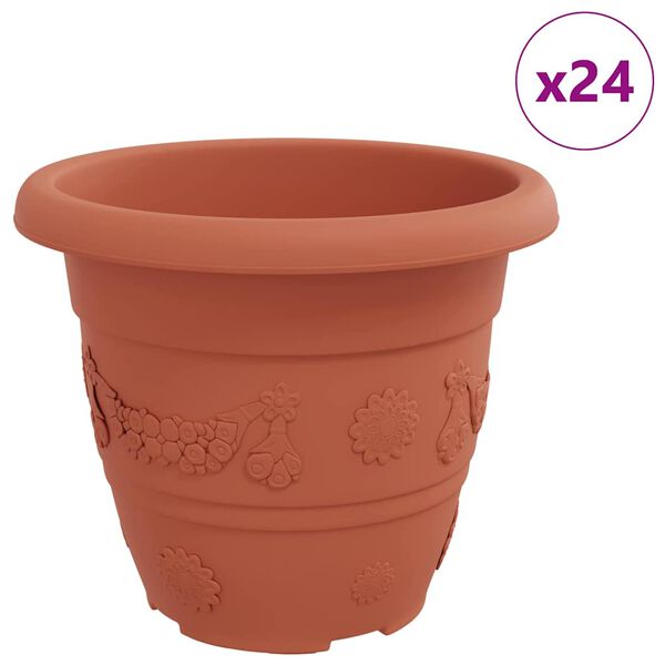 vidaXL Ronde Bloempot 24 pcs Baksteenrood &Oslash; 26 x 21.5 cm Kunststof