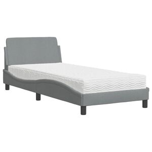 vidaXL Bed met matras "Dover" stof lichtgrijs 90x200 cm