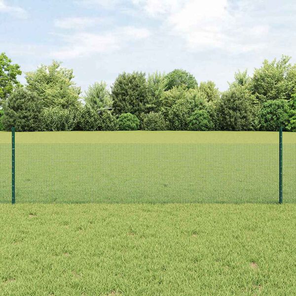 vidaXL Hek met Paal Groen 0,5 x 10 m Staal