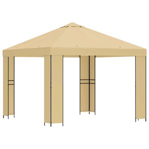 vidaXL Prieel 3 x 3 m Cr&egrave;mekleurig Polyester en staal 190 gsm
