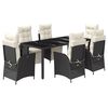 vidaXL 7-delige Tuinset met kussens poly rattan zwart