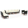 vidaXL 8-delige Loungeset poly rattan en eucalyptushout zwart