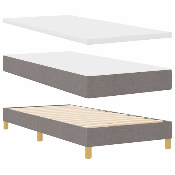 vidaXL Boxspringbed met matras met hoofdeinde Taupe 90 x 200 cm Stof