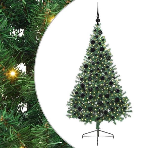 vidaXL Kunstmatig Voorverlicht Kerstboom met 300 LED Groen 180 cm PVC