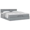 vidaXL Ottoman bed met matras 200x200 cm stof lichtgrijs