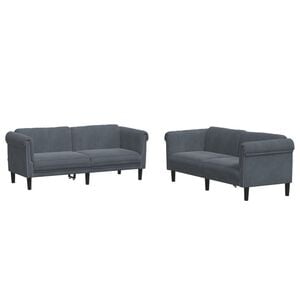 vidaXL 2-delige Loungeset fluweel donkergrijs