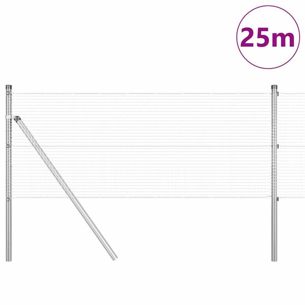 vidaXL Afrasteringspaal Zilver 25 x 0,6 m (16 x 16 mm gaas) Staal