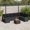 vidaXL Tuinbankenset met opslag 9 pcs Zwart poly rattan