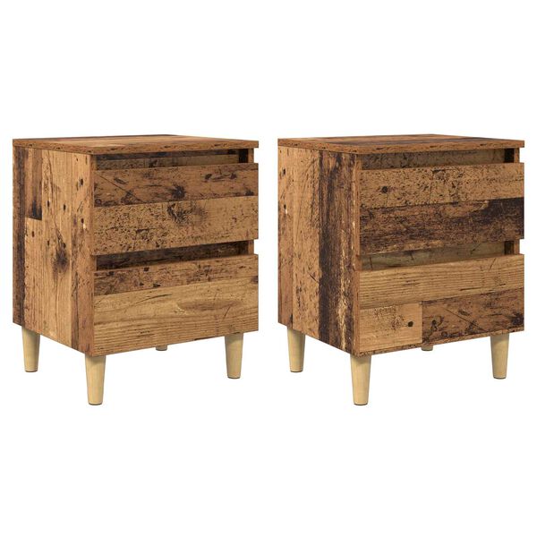 vidaXL Bedkasten met lade 2 pcs Oud Hout 40 x 35 x 50 cm Bewerkt hout