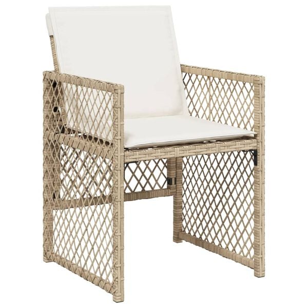 vidaXL 17-delige Tuinset met kussens poly rattan beige