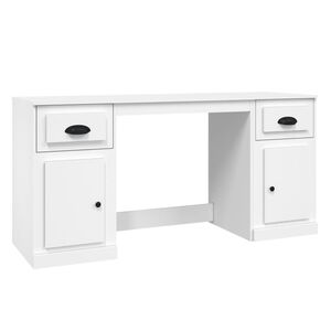 vidaXL Bureau met kast bewerkt hout wit