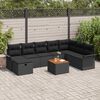 vidaXL Tuinbankenset met kussen met opslag 9 pcs Zwart poly rattan