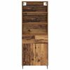 vidaXL Hoge kast Oud Hout 69,5 x 34 x 180 cm Geengineerd Hout en Glas