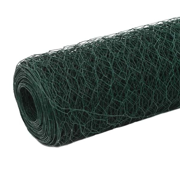 vidaXL Kippengaas 25x1,5 m staal met PVC coating groen