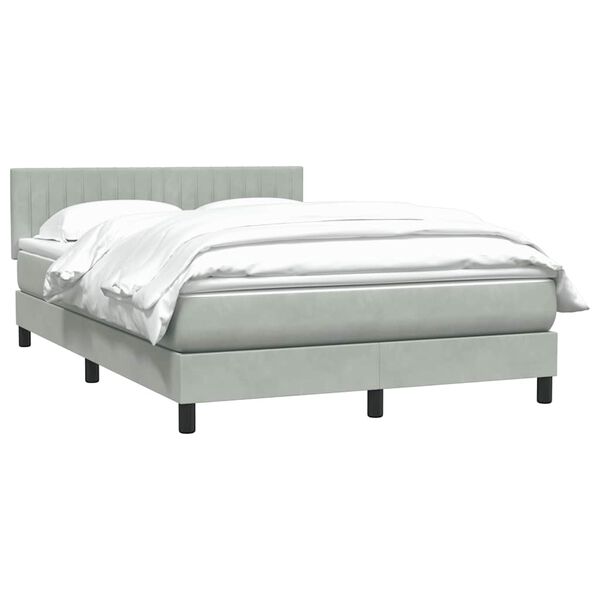 vidaXL Boxspring met matras fluweel lichtgrijs 140x220 cm