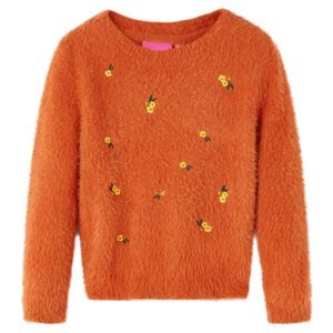 Kindertrui gebreid 92 oranjebruin