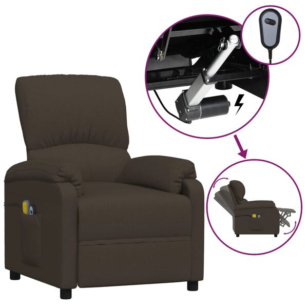 vidaXL Massagestoel elektrisch verstelbaar stof donkerbruin