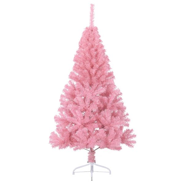vidaXL Kunstkerstboom met standaard half 120 cm PVC roze