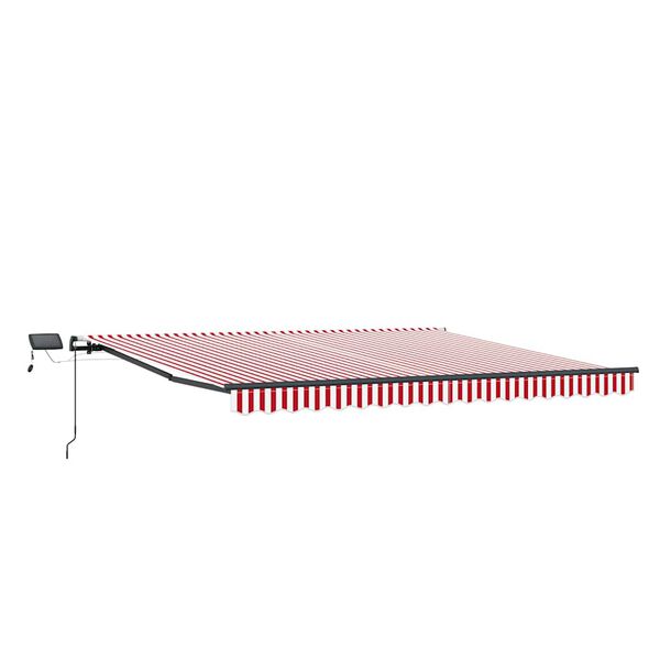 vidaXL Inklapbaar Zonnescherm Rood en wit 450 &times;350 cm Stof