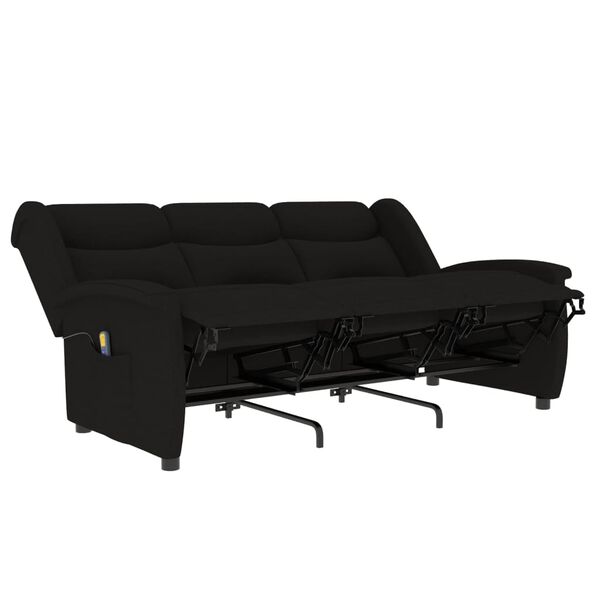 vidaXL Massagestoel 3-zits verstelbaar stof zwart