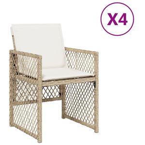 vidaXL Tuinstoelen 4 st met kussens poly rattan beige