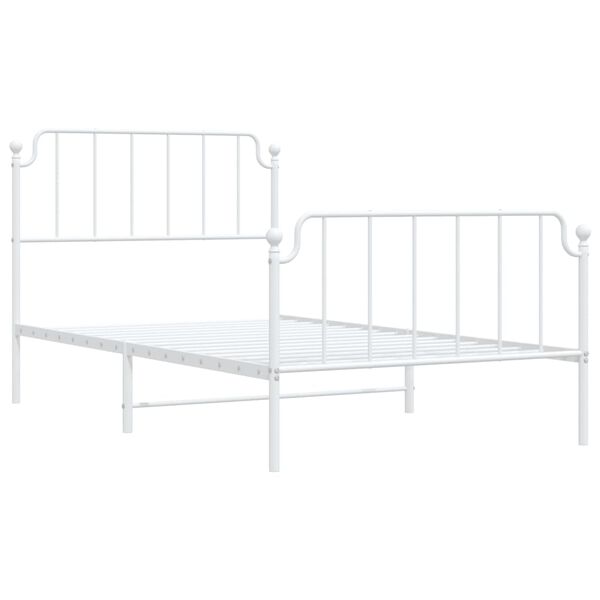 vidaXL Bedframe met hoofd- en voeteneinde metaal wit 107x203 cm