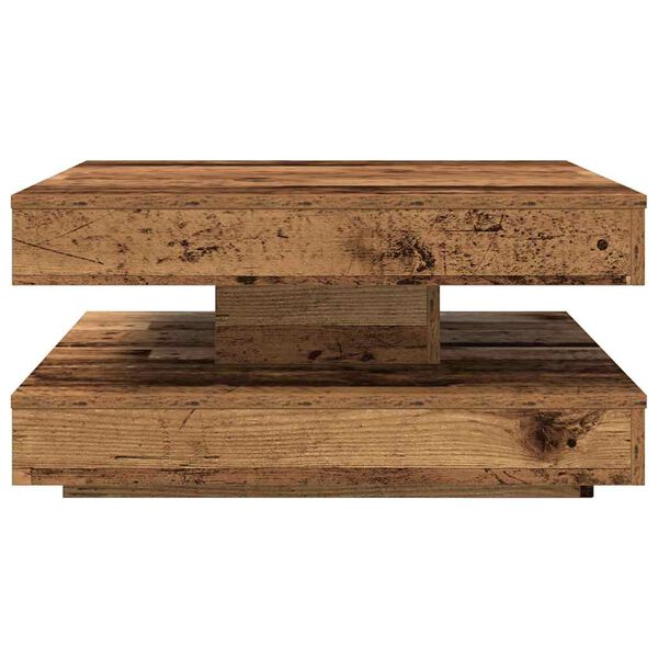 vidaXL Salontafel 360 graden draaibaar 70x70x34,5 cm oud houtkleurig