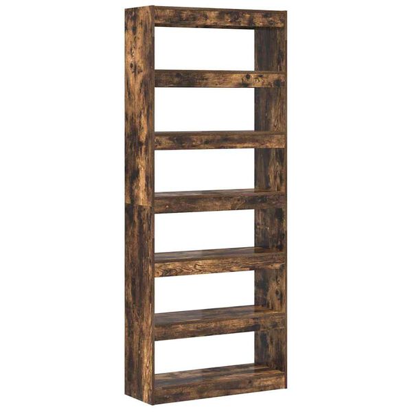 vidaXL Boekenkast Gerookt eiken 80 x 30 x 198 cm Bewerkt hout