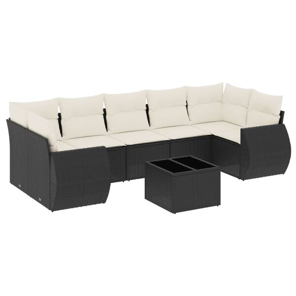 vidaXL 8-delige Loungeset met kussens poly rattan zwart