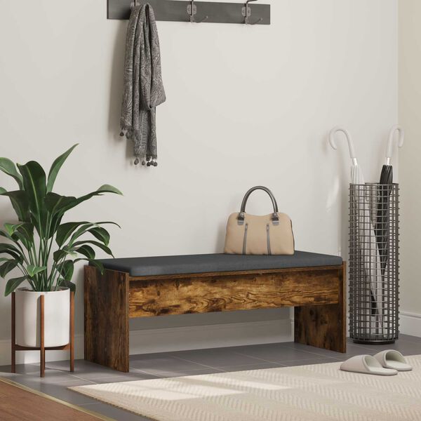 vidaXL Halbank met kussen Gerookt eiken 103 x 38 x 40 cm