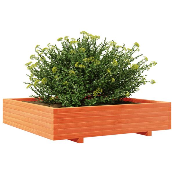 vidaXL Plantenbak 110x110x26,5 cm massief grenenhout wasbruin