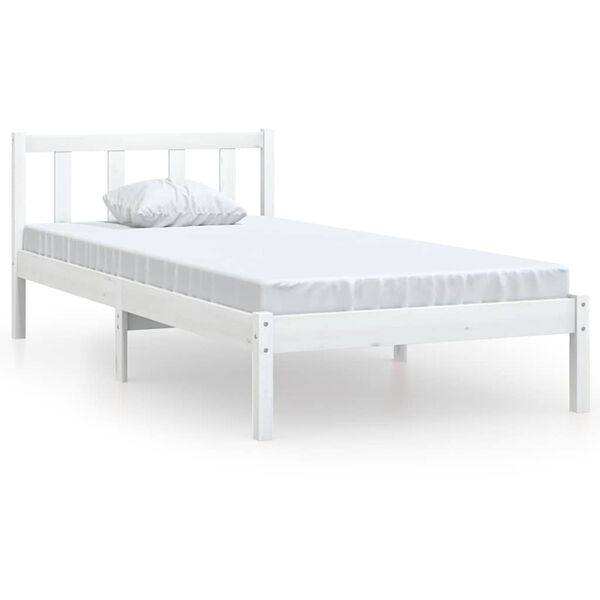 vidaXL Bedframe massief grenenhout wit 100x200 cm