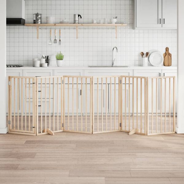 vidaXL Hondenhek met deur opvouwbaar 6 panelen 300 cm populierenhout