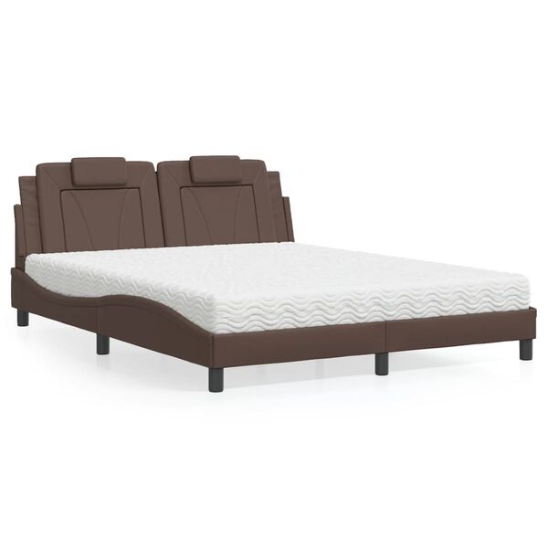 vidaXL Bed "Viana" met matras kunstleer bruin 160x200 cm