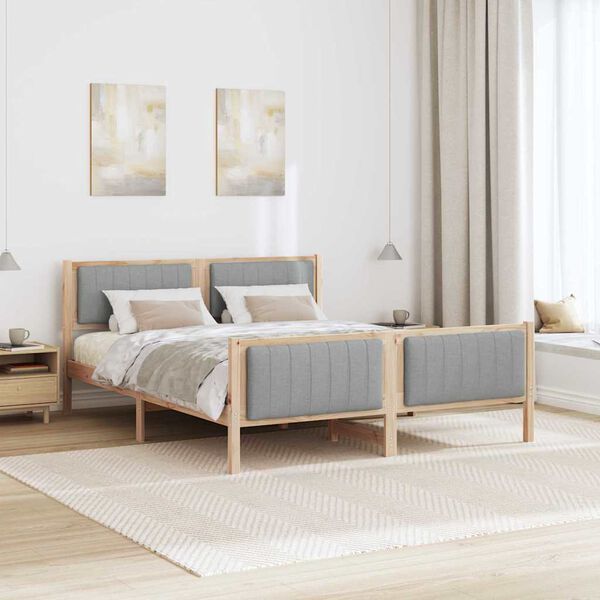 vidaXL Bedframe Bruin en lichtgrijs 150 x 200 cm Massief grenenhout
