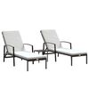 vidaXL Ligbedden 2 st met tafel poly rattan bruin